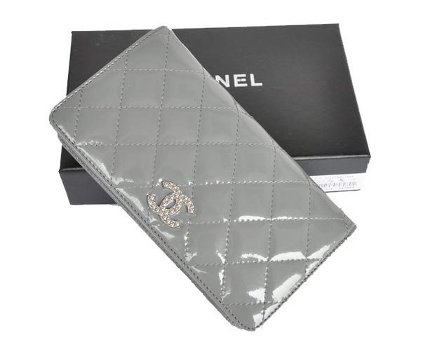 Fake Chanel Patent Leather Bi-Fold Wallet A31508 Grey Online